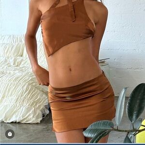 ARE YOU AM I Gold Silk Tini Skirt